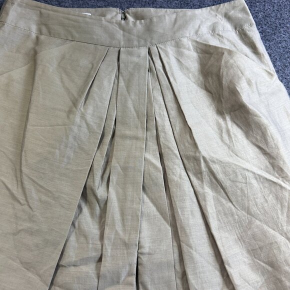 Stella McCartney Pencil Skirt US 12 UK 40 Pleated Front Slit Khaki‎ Silk Cotton - Picture 10 of 11